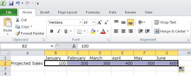 as shown below. TIP: Double-clicking the AutoFill button automatically fills that column as far as there is data in the adjacent column to the left or right. Custom Lists 1.