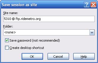 When the Save button is clicked, a dialog box similar to the one shown below is displayed.