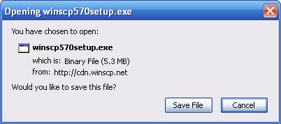 3. The following dialog box is presented: Left-click on the button labeled Save File.