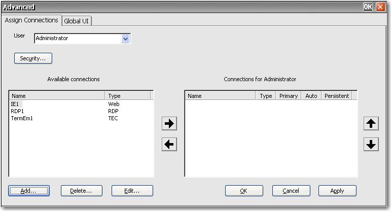 Auto: Determines whether the system automatically connects when HP ThinConnect starts up. Yes indicates the system will automatically connect. Click on the column value to change the setting.