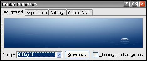 Display The Display Properties dialog box allows you to configure the background image, appearance scheme, screen resolution, color quality, refresh frequency, and screen saver.