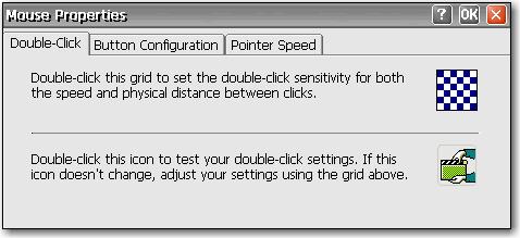 Use the Double-Click tab to set the double-click sensitivity by double-clicking the grid icon, then test the setting by double-clicking the test icon.
