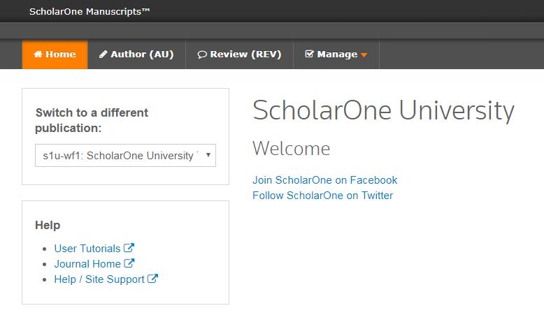 Clarivate Analytics ScholarOne Manuscripts Administrator User Guide Page 20 NAVIGATION OVERVIEW HOME PAGE The Home Page contains top-level navigation based upon roles.