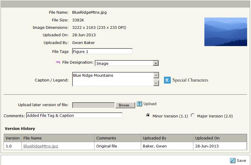 Clarivate Analytics ScholarOne Manuscripts Administrator User Guide Page 56 View Version History: When you upload a new version of a file, previous versions are stored in Version History.