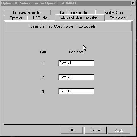 Cardholders: basic You can customize the three extra UD tab names To name UD tabs: Tip: Press Alt + T, O to launch the Options dialog box. 1. From the Tools menu, click Options. 2.