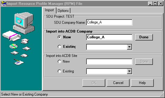 Getting started Before using the ACDB you must import an RP file, using the Resource Profile Manager (RPM) file import dialog box To import an RP file: Tip: Press Alt + F, I, R to launch the Import