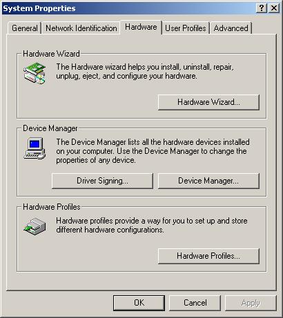 4. Select the Device Manager button.