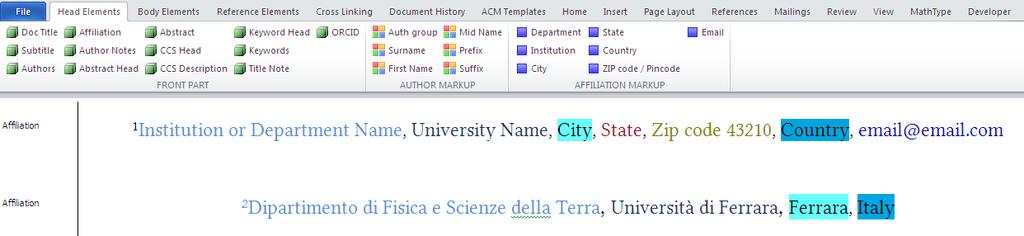 Once the author field is marked, select the complete author name and group using the 'Auth group' option. A dotted border will be generated around the author name.