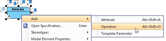 4. Right click on Director and select Add > Operation from the popup menu. 5. Name it as Construct(). 6.