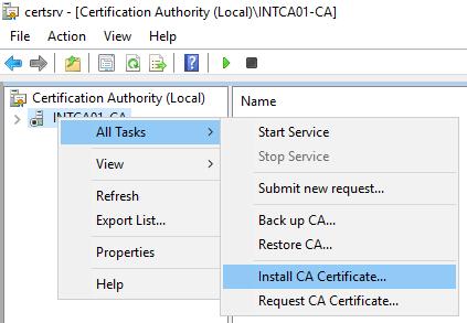 4. The new certificate will now be located within the Issued Certificates node.