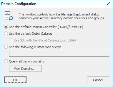 Domain Configuration The Domain Configuration dialog is opened by clicking the Domain Configuration button on the Configuration page in the Configuration backstage of the main application window: