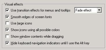 Settings: Allows you to set the number of colours used by your system and also to set the