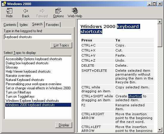 PAGE 28 - ECDL MODULE 2 (USING WINDOWS 2000) - MANUAL To obtain Help using the F1 key