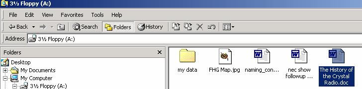 In the example shown we have selected a file called 'The history of