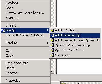 To compress the files within a folder, right click on the folder, and from the popup menu displayed, select WinZip as illustrated.