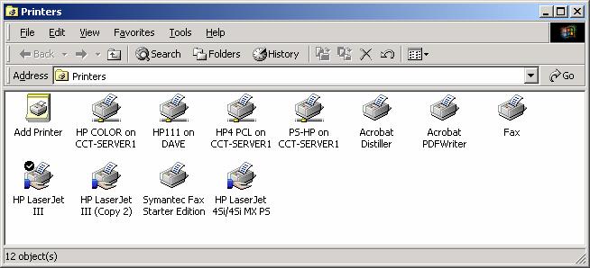 PAGE 80 - ECDL MODULE 2 (USING WINDOWS 2000) - MANUAL 2.5 Print Management 2.5.1 Setup 2.5.1.1 Change the default printer from an installed printer list.