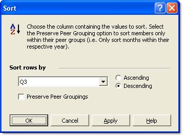Sorting data 61 Figure 29. Settings for a descending sort by Q3 Figure 30.