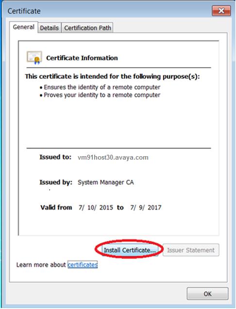 User and device administration 4. Click Install Certificate.