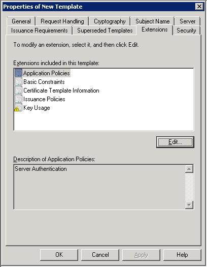 Federation The system displays the Edit Application Policies Extension dialog box. 6.