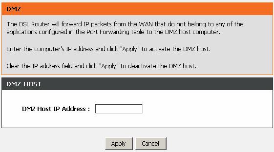 DMZ Since some applications are not compatible with NAT, the device supports the use of a DMZ IP address for a single host on the LAN.