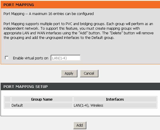 Port Mapping In the NETWORK TOOLS page, click Port Mapping.