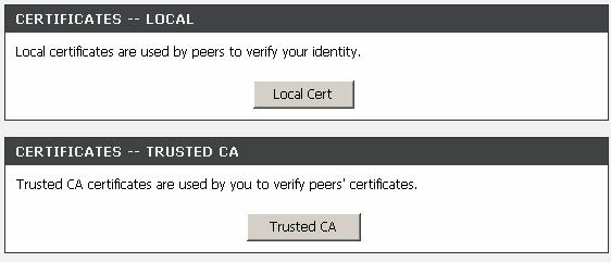 Certificates Choose ADVANCED > Network Tools and click Certificates.