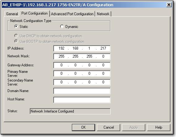 Right-click the EtherNet/IP module and choose Module Configuration. The Module Configuration dialog box appears. 4. Click the Port Configuration tab. 5.