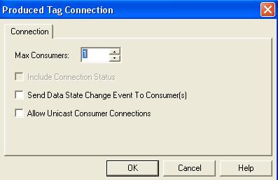 The Produced Tag Connection dialog box appears. 5.