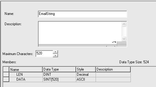 Send Email Chapter 6 2. Create the EmailString data type. 3. Create one controller-scoped tag, such as EWEB_EMAIL, of this new data type to contain the email text. 4.