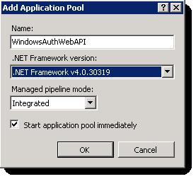 e. Verify that the Manager pipeline mode is set to Integrated. Click OK. f. Confirm that user running the application pool is the Relativity service account: i.