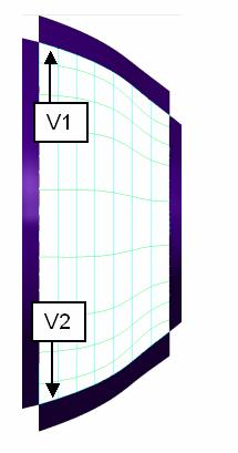 VISI Modelling Surface To specify the reference edges for the V direction select the edge V1