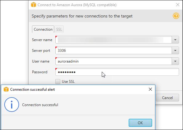 Step 4: Use AWS SCT to Convert the SQL Server Schema to Aurora MySQL 6. Choose OK to close the alert box.