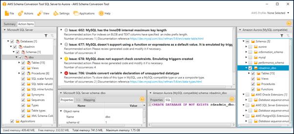 For each conversion issue, you can complete one of the following actions: Modify the objects on the source SQL Server database so that AWS SCT can convert the objects to the target Aurora MySQL
