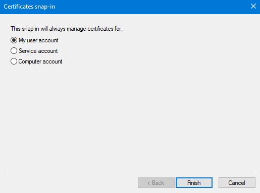 3. In the Available snap-ins area (left pane) of the dialog, click Certificates, and then click Add.