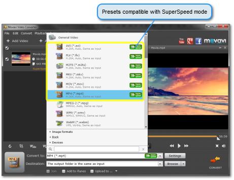 SuperSpeed Conversion SuperSpeed conversion is an innovative technology which allows you to convert video and audio files of compatible formats up to 79 times faster than usual without quality loss.