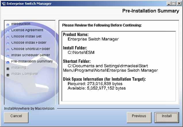 14 10 Select your shortcut path(s) 11 Click Next The Pre-Installation Summary dialog box appears ("Pre-installation Summary dialog box" (page 14)) Pre-installation Summary dialog box 12 Verify the