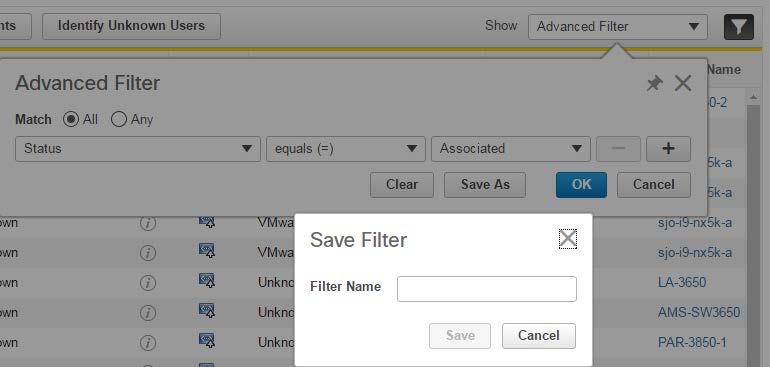 You can configure and save advanced filters for future use. To review detailed information for a client: On the Clients and Users page, click the Mac Address link of the client of interest.