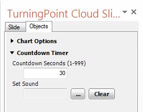 TurningPoint Cloud PowerPoint Polling for PC 59 To change the current countdown on the slide, select a different countdown from the