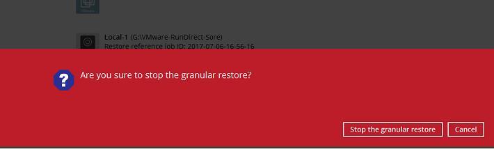 12. Then click on Stop the granular restore to unmount the virtual disk(s).