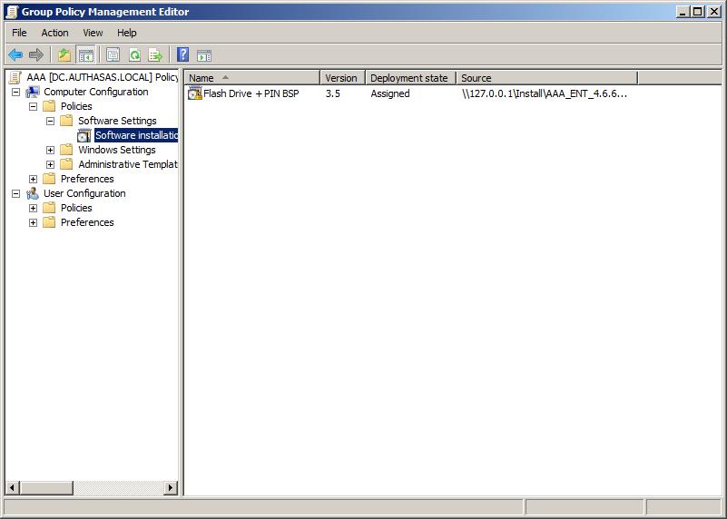 4. The installer package name, version, state and path are displayed in Group Policy Management Editor. 5.
