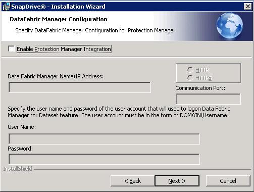 9. In the SnapDrive DataFabric Manager Configuration window (Figure 24), enable the protocol manager