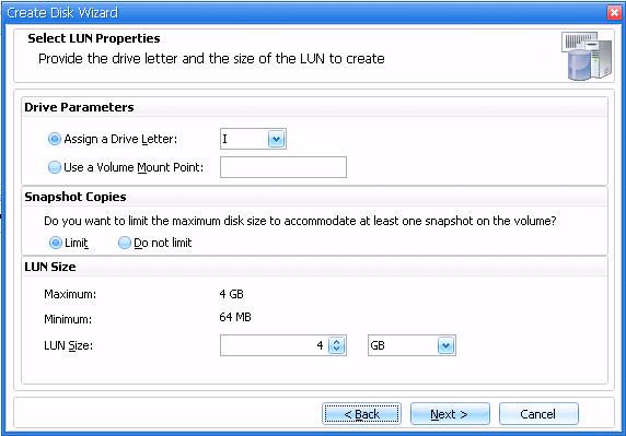 8. In the select virtual disk properties window (Figure 32), select whether you want to assign a drive letter (99% of system administrators use Q for the quorum) for the disk being created.
