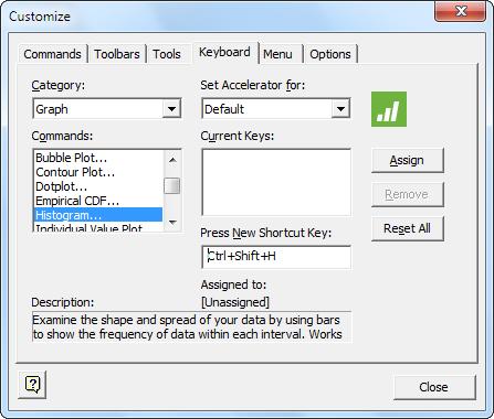 Customizing Minitab 8. Click Close. Tip You can also create a custom menu. For more information about Tools > Customize, go to Customize in the Minitab Help index.