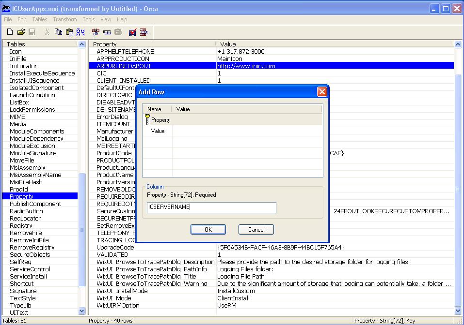 The property that contains the Notifier (CIC server) name is ICSERVERNAME. Type ICSERVERNAME in the Property field.