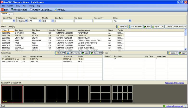 Web based pacs viewer Once the user is signed in they will have access to the NovaPACS Diagnostic Viewer Study Browser.