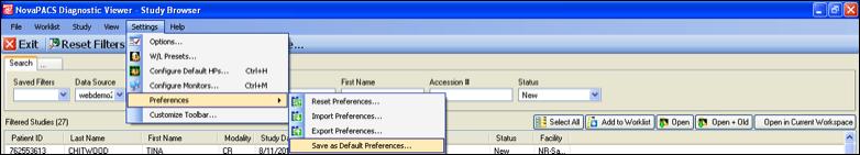 IMPORTING/EXPORTING USER PREFERENCES 1. A Windows Explorer box will open making it possible to type in the name of the preference file for export.