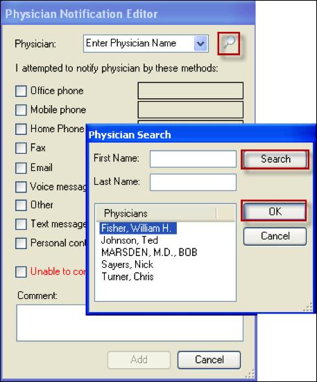 Importing/exporting user preferences 5. Select the magnifying glass to search for a physician. 6.
