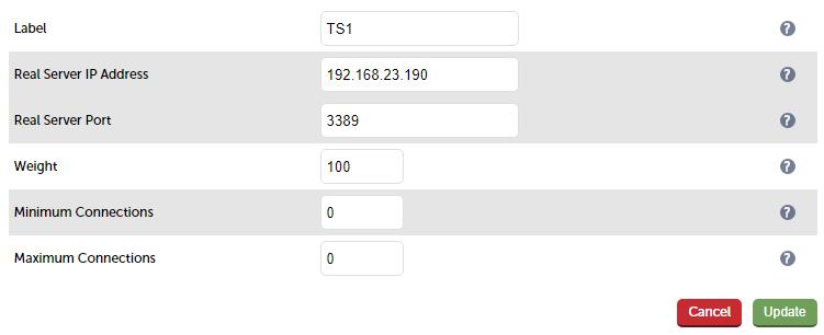 Load Balancing Terminal Servers 3. 4. 5. 6. 7. 8. 9. 10. 1 Enter an appropriate label (name) for the VIP, e.g. TS Cluster Set the Virtual Service IP address field to the required IP address, e.g. 192.