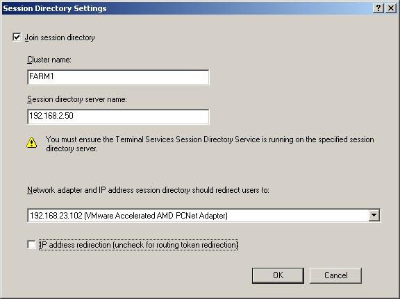 Load Balancing Terminal Servers Session Directory Settings: Windows 2008 R1 Install Session Broker on the server designated to hold the Session Broker role.