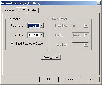 Configuring the Master Section 6-4 4. Select the Network Type to be used as connection between the PC and the Unit.